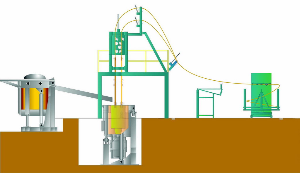 Upward continuous casting machine